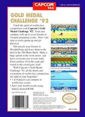 Capcom's Gold Medal Challenge '92 (USA) box cover back